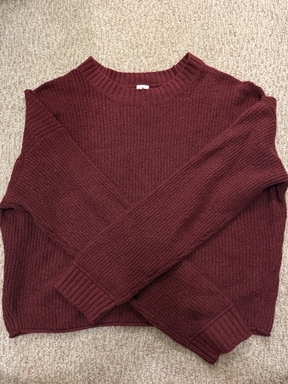 Abound Maroon Ribbed Crewneck Sweater
